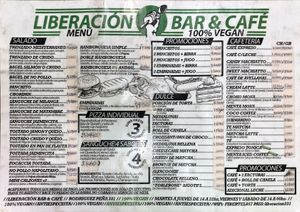 Menu, pg 1  at Liberación Comida Vegana in Buenos Aires