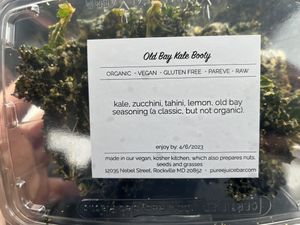 Old bay kale chips   at Puree Juice Bar in Bethesda