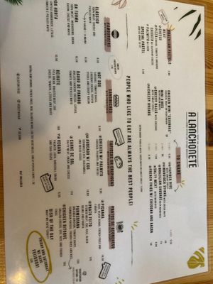 Menu at A Lanchonete in Lisbon