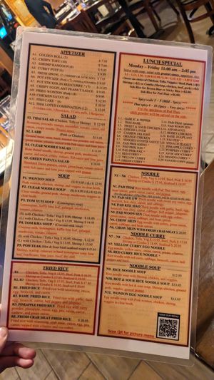 Menu lunch special side at Thai Lotus in Reno