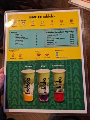 Oddcha tea menu at Thai Lotus in Reno