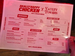 Menu at Really Happy Chicken at Vaulty Towers in South East London