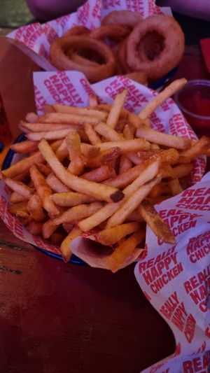 Chips at Really Happy Chicken at Vaulty Towers in South East London