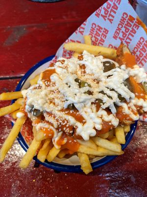 Buffalo fried chick'n fries at Really Happy Chicken at Vaulty Towers in South East London