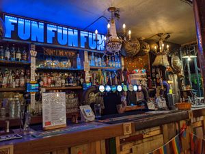 Pub interior at Really Happy Chicken at Vaulty Towers in South East London