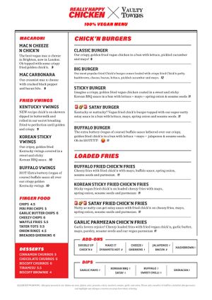 Our New Menu :) at Really Happy Chicken at Vaulty Towers in South East London