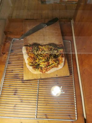 Pizza on offer which we didn't try but looked really good at Schwarzbrot OG in Vienna