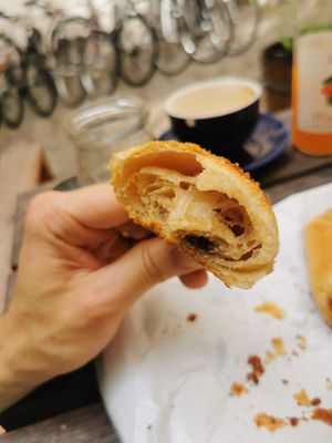 Hazelnut and chocolate croissant, divine! at Schwarzbrot OG in Vienna