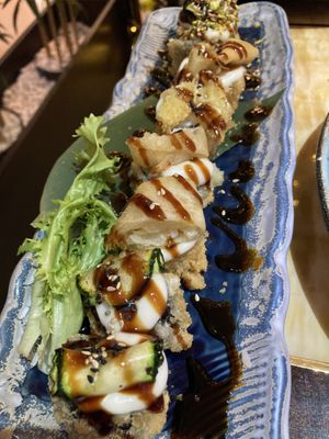 Vegan tempura rolls  at Sushi House in Rome