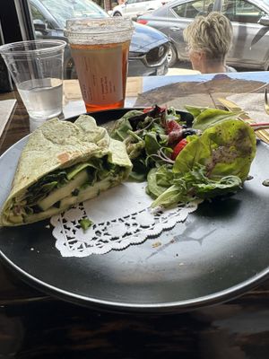Vegan avocado wrap (had already eaten half)  at FeelLove Coffee in Loveland