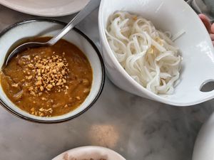 Thin noodle with peanut sauce   at Charm Thai Bistro in Oakland