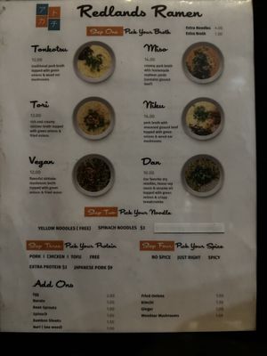 Full Menu  at Redlands Ramen in Redlands