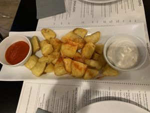 Patates with great dipsauces. at Copenhagen in Valencia