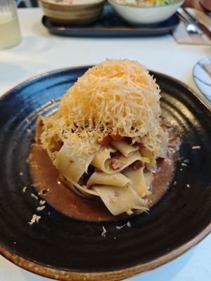 Papardelle Bolognese with seitan at Copenhagen in Valencia