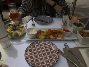 Bravas, pate and seitan salad at Copenhagen in Valencia