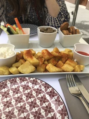 Bravas and aubergine pate at Copenhagen in Valencia