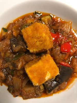 Tofu and sautéed veggies at Copenhagen in Valencia