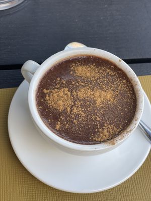 Hot chocolate with soy milk and cinnamonn  at Matteotti Café in Palermo