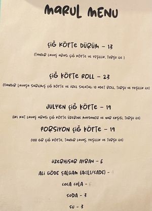 Menu as of Nov. 2021 at Marul in Istanbul