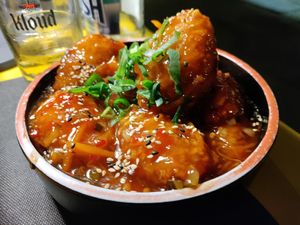 Vegan chicken in sweet sauce was the winner winner chikin dinner at Panda in Catania