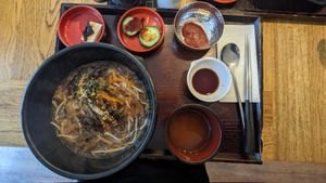 Japchae bibimbap at Bibimbap House in Cambridge