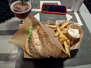 Falafel burger & fries at Burgr in Tromsoe