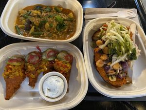 Buffalo artichokes, amazing bean toast, & seasonal ratatouille   at Gladys  in Edgewater