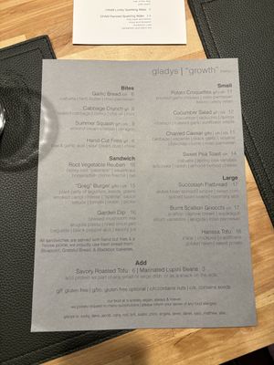 New food menu  at Gladys  in Edgewater