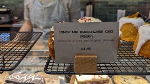 Lemon and elderflower cake at Atkinsons in Lancaster