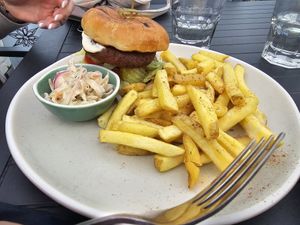 Vegan moving mountain burger. at Spring Tide in Lowestoft