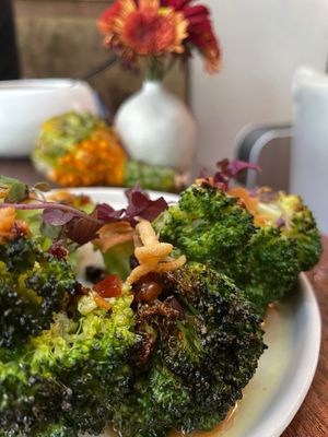 Broccoli and micro greens at Wayan in New York City