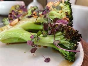 Broccoli and micro greens at Wayan in New York City