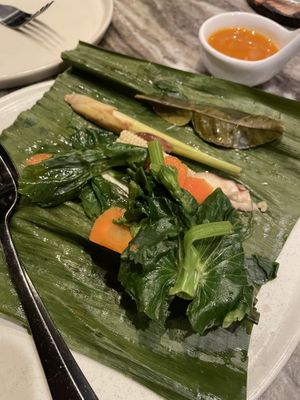 They offered us the veggies from the fish entree without the fish. It was $16 for a few pieces of vegetables    at Wayan in New York City