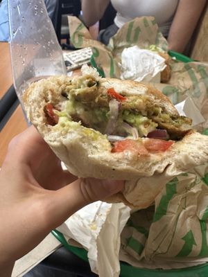 Sub w vegan burger + vegan garlic sauce  at Subway in Pisa