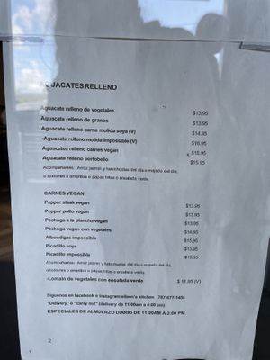 Menu at Eileens Kitchen  in San Juan