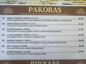 Menu at Chaat Corner in San Francisco