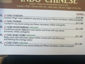 Menu at Chaat Corner in San Francisco