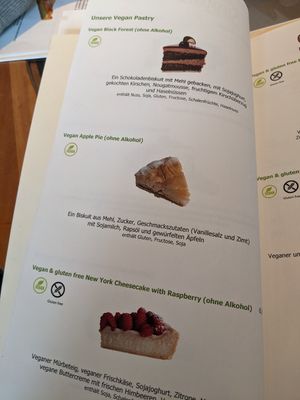 vegan menu at Caféhaus Siesmayer in Frankfurt