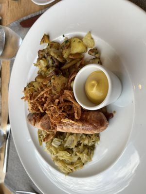 Brautwurst and potatoes   at Caféhaus Siesmayer in Frankfurt