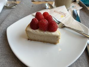 Raspberry cheesecake   at Caféhaus Siesmayer in Frankfurt