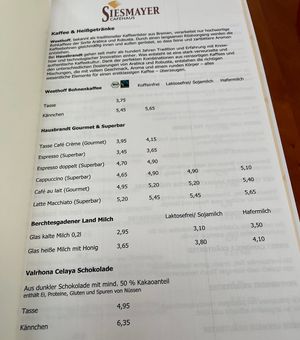 Speisekarte   at Caféhaus Siesmayer in Frankfurt