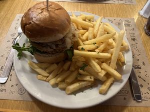 Vegan lentil burger  at Finnegan in Villa La Angostura