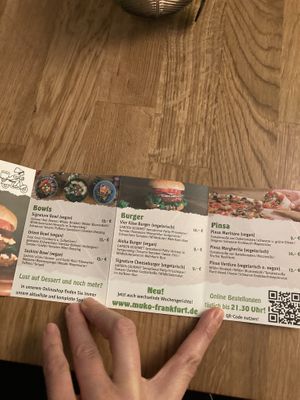 menu  at Muko Vegan in Frankfurt