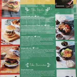 Menú poke bowls at Bira dos Namorados in Porto