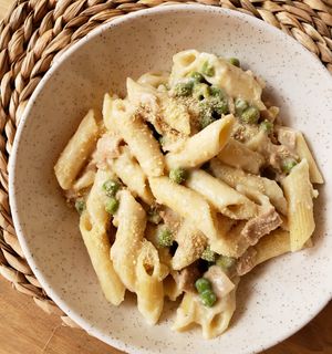 Penne à parisiense at ParadinhaVeg in Botucatu