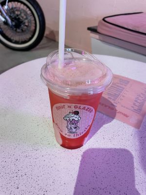 Vegan strawberry milkshake   at Moist ‘N' Glazed in Kiama