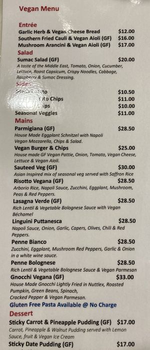 New Menu mid Sept 2024  at Rick's Place in Kensington