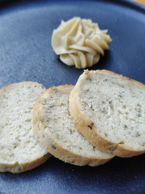 Saltbush or pumpkin damper, golden syrup butter (Double checked with them - its actually margarine) at Big Esso in Melbourne