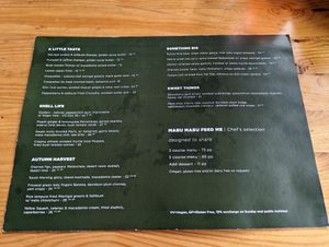 Menu as at May 2023 at Big Esso in Melbourne