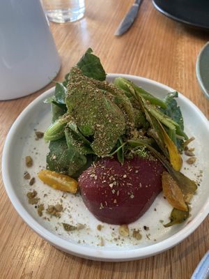 Pickled pear with macadamia dukkah   at Big Esso in Melbourne